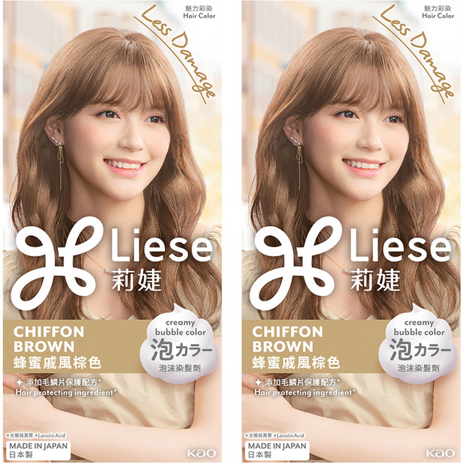 Liese 莉婕 泡沫染髮劑, 蜂蜜戚風棕色, 2個