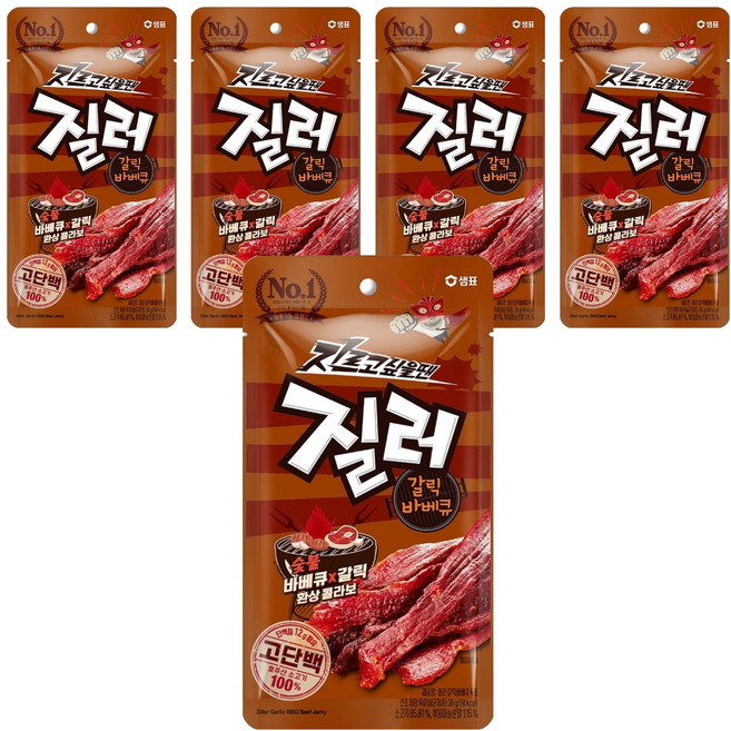 샘표 질러 갈릭바베큐 육포, 30g, 5개