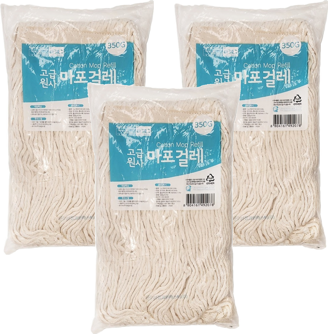 삼정크린마스터 고급 원사 마포걸레 350g, 3개