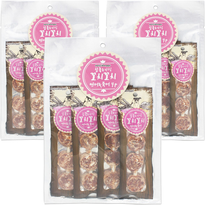 참좋은간식 꼬치꼬치 강아지 간식 4p, 연어 + 북어 혼합맛, 100g, 3개