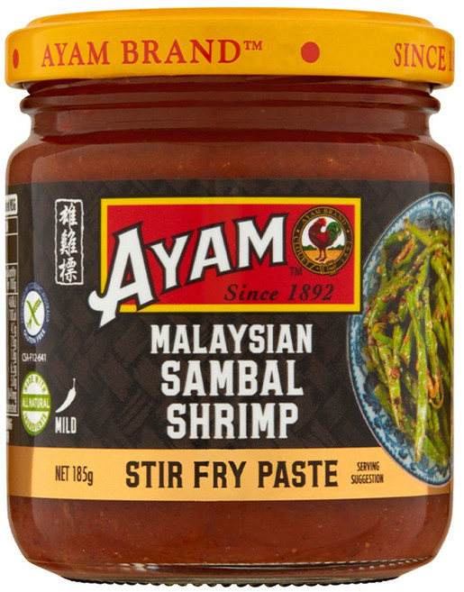AYAM 雄雞標 參巴蝦米醬, 185g, 1罐