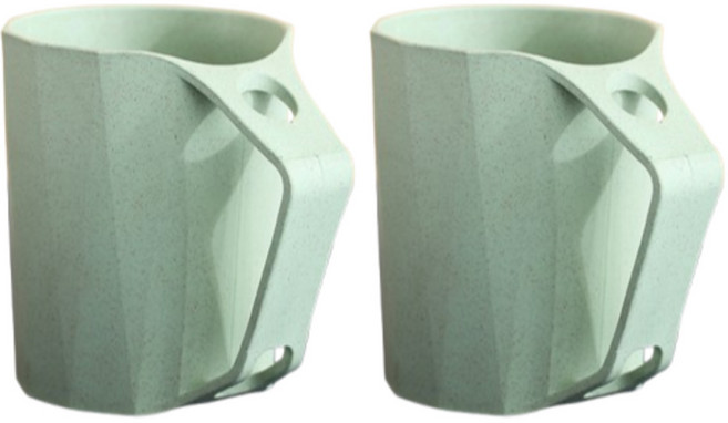 온트리 위생 칫솔꽃이 스탠드 양치컵, 그린, 2개