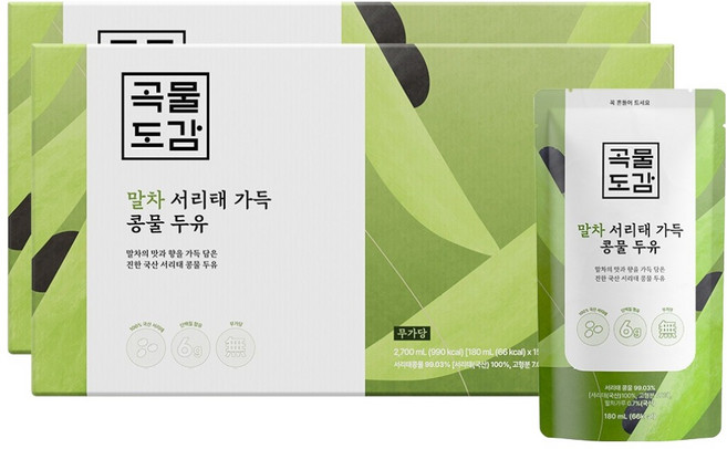 곡물도감 말차 서리태 가득 콩물두유, 180ml, 30개