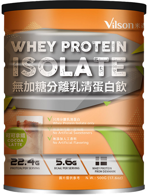 Vilson 米森 無加糖分離乳清蛋白飲 可可拿鐵, 500g, 1罐