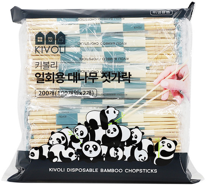 키볼리 일회용 대나무 젓가락, 100개, 2개