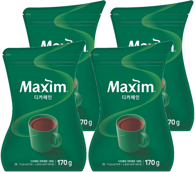 맥심 디카페인 원두커피믹스, 170g, 1개입, 4개