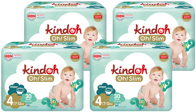 킨도 프리미엄 오슬림 밴드형 기저귀 남녀공용, 4단계, 120매