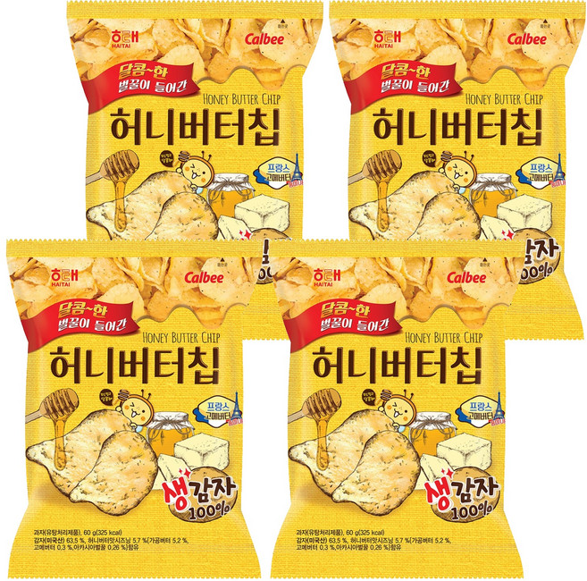 해태제과 허니버터칩, 60g, 4개