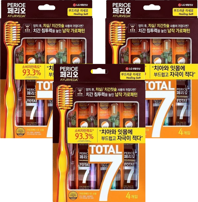 페리오 토탈7 메디컬허브 칫솔 힐링소프트, 4개입, 3개