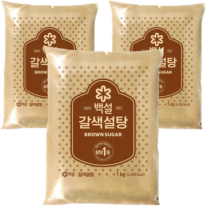 백설 갈색설탕, 1kg, 3개