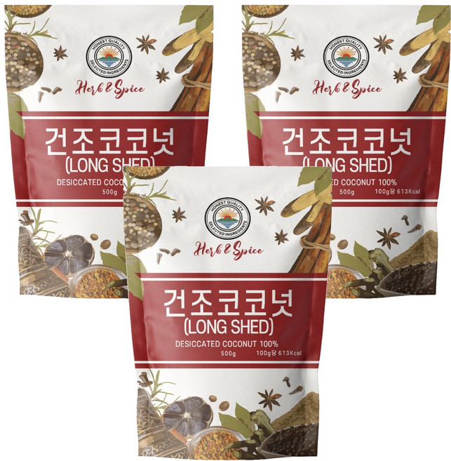 건조코코넛, 3개, 500g