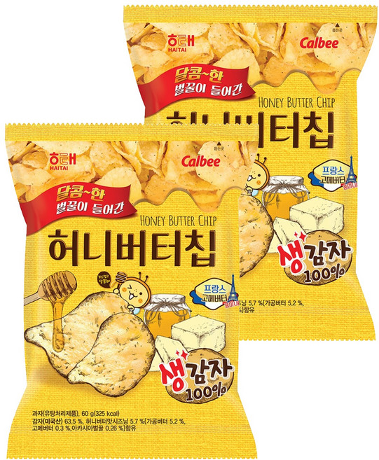 해태 허니버터칩, 60g, 2개