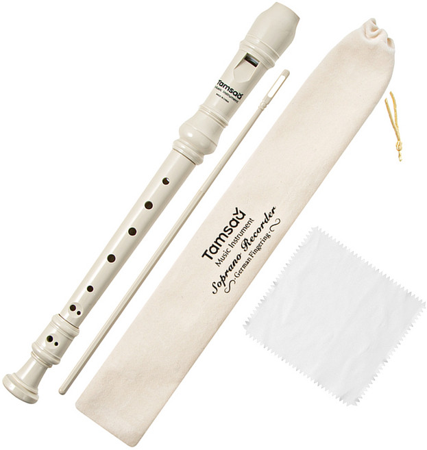 탐사 저먼식 소프라노 리코더 천케이스 악기천 소지봉 세트, 크림베이지, 1세트