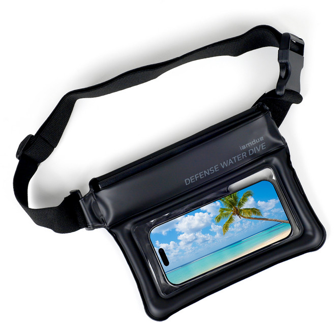 아이엠듀 스마트폰 방수팩 가방 힙색 L, 블랙, 1개