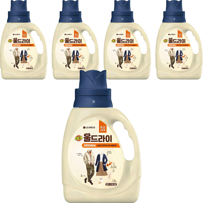 테크 울드라이 오리지널 중성세제 본품, 1.5L, 5개