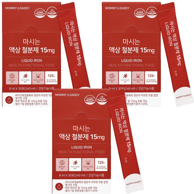 마미앤대디 마시는 액상 철분제 15mg, 240ml, 3개