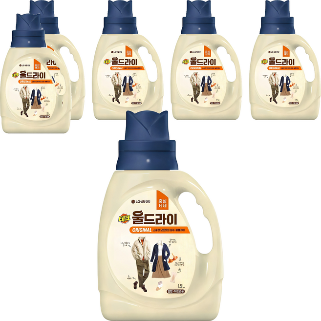 테크 울드라이 오리지널 중성세제 본품, 1.5L, 6개