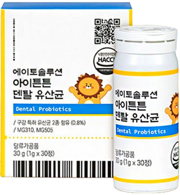 에이토솔루션 아이튼튼 덴탈유산균 레몬맛 츄어블, 30g, 1개, 30정