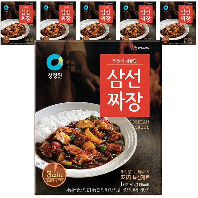 청정원 매콤한 삼선짜장, 180g, 6개