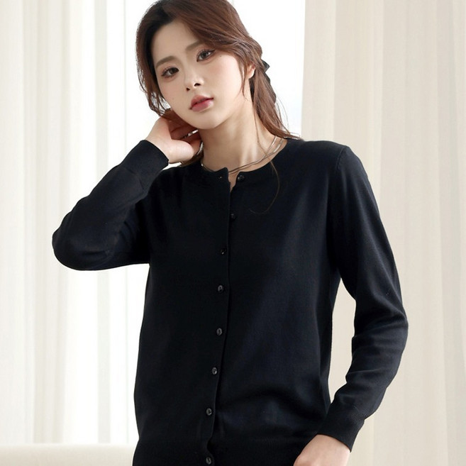 턴키 여성용 빅사이즈 스판 라운드 니트 가디건 AE-087