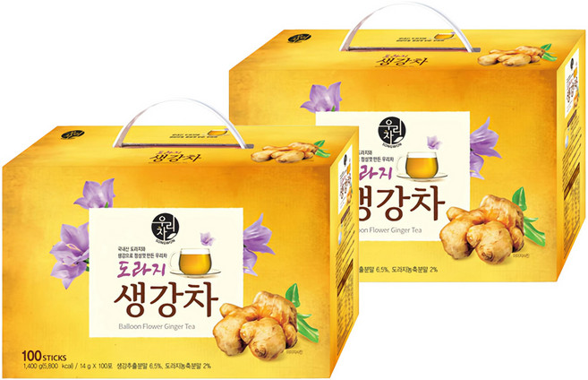 우리차 도라지 생강차, 14g, 100개입, 2개