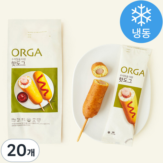 올가홀푸드 우리밀을 더한 핫도그(냉동), 75g, 5개입, 4개