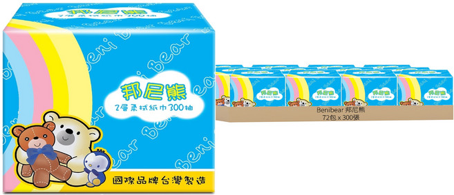 邦尼熊 抽取式面紙, 1入, 72包