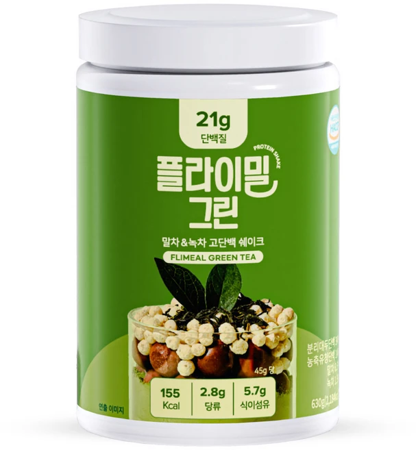 플라이밀 단백질 쉐이크 대용량 그린 녹차맛, 630g, 1개 - 쿠팡