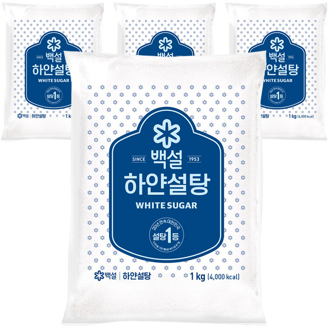 백설 하얀설탕, 1kg, 4개