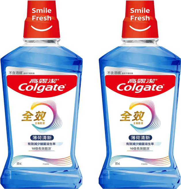 Colgate 高露潔 全效含氟漱口水 薄荷清新, 500ml, 2瓶