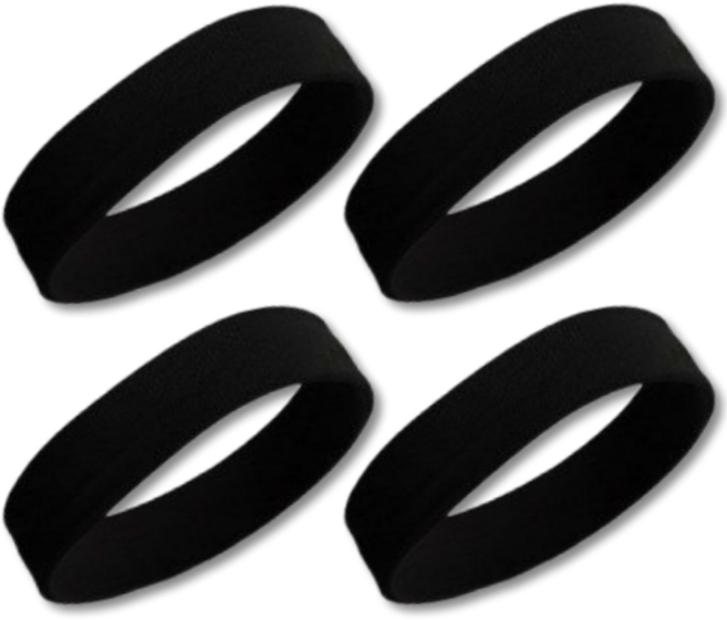 애틱트 고탄력 스포츠 러닝 땀 흡수 흘림방지 헤어밴드, 블랙, 4개