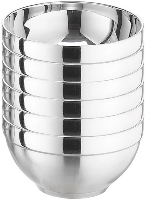 PLUS PERFECT 理想 晶品304不銹鋼雙層碗 不附蓋, 6個, 1組, 銀色