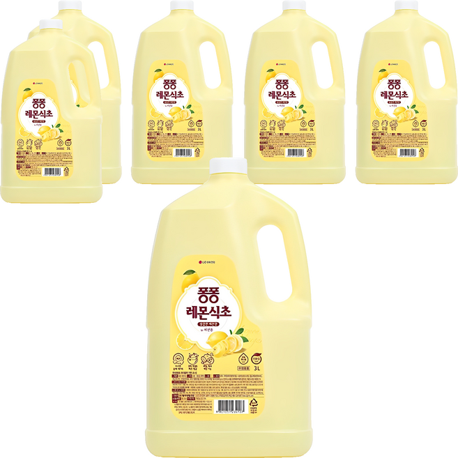 퐁퐁 레몬식초 주방세제 용기형, 3L, 6개