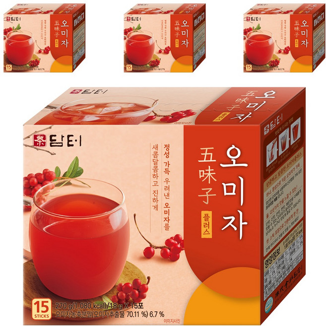 담터 오미자 플러스 과실차, 18g, 15개입, 4개