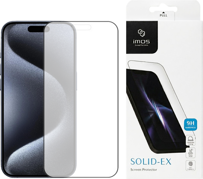 imos SOLID-EX 2.5D點膠 強化玻璃 螢幕保護貼 iPhone 15 Pro 9H Anti-Fingerprint 0.33mm 霧面 黑邊