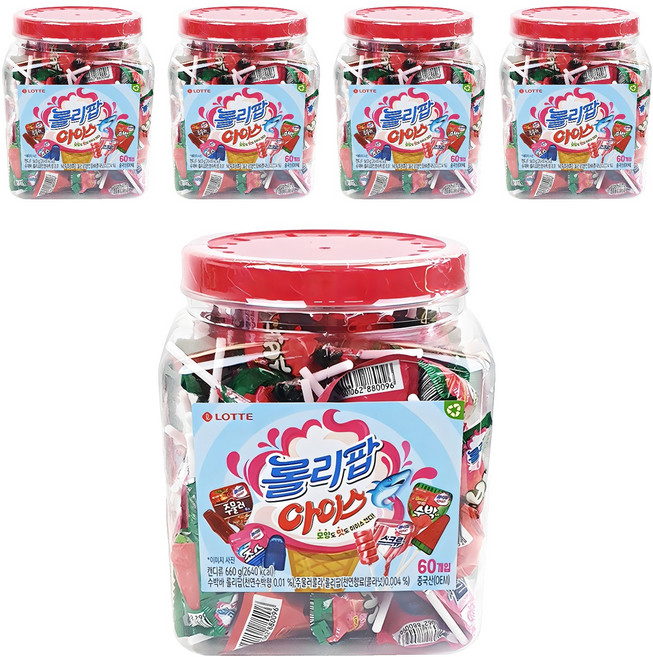 롯데웰푸드 롤리팝 아이스 캔디, 660g, 5개