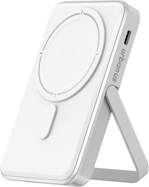 어반어스 15W 고속 맥세이프 킥스탠드 보조배터리 10000mAh C타입, 화이트, UB-DAPD15SD10