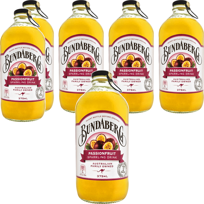 BUNDABERG 賓德寶 百香果風味氣泡飲, 375ml, 6瓶