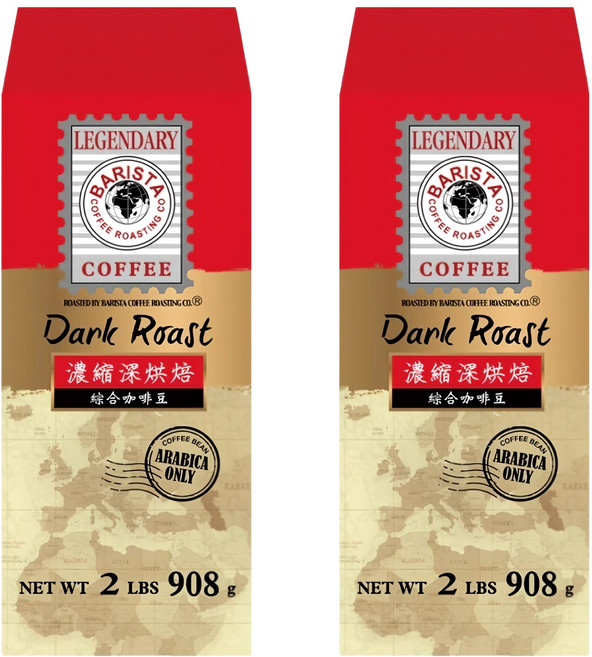 BARISTA COFFEE 西雅圖 Legendary濃縮深烘焙綜合咖啡豆 908g - 阿拉比卡豆、台灣烘焙, 2包, 咖啡豆(無研磨)