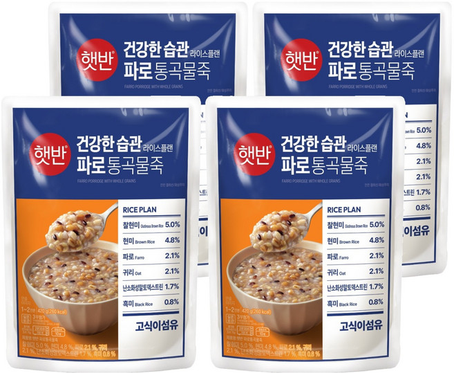 햇반 파로통곡물죽, 4개, 420g