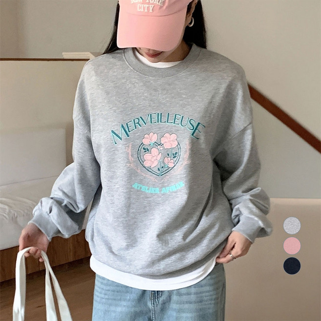 아피나르 여성용 로맨틱 빈티지 그래픽 프린트 스웻셔츠