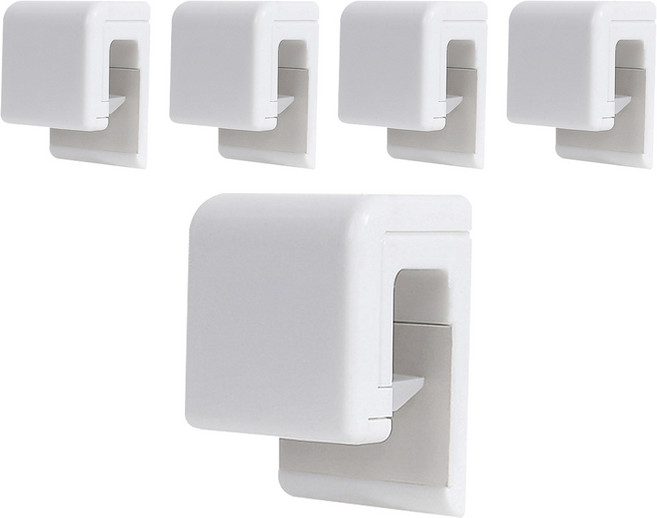 리빙메이커 무타공 간편 클립형 치약걸이, 화이트, 5개