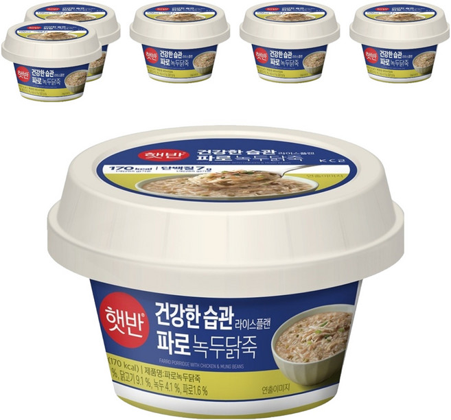 햇반 파로녹두닭죽, 265g, 6개