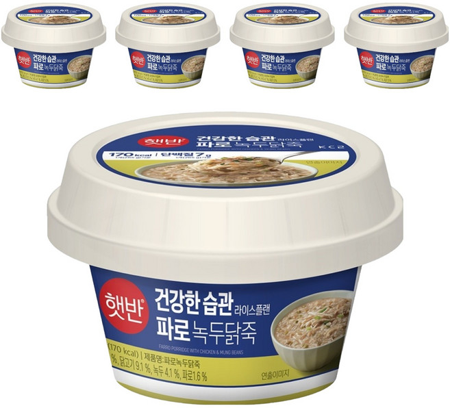 햇반 파로녹두닭죽, 265g, 5개
