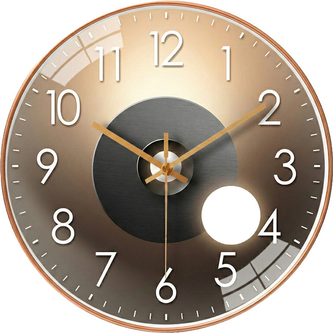 YS 무소음 모던 원형 거실 인테리어 벽시계, 골드디스크
