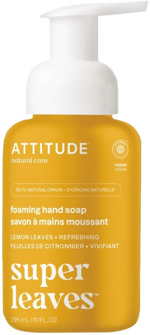 ATTITUDE 艾特優 Super leaves 泡沫洗手乳 檸檬葉, 295ml, 1瓶