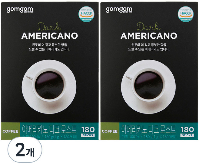 곰곰 아메리카노 다크로스트, 1g, 180개입, 2개