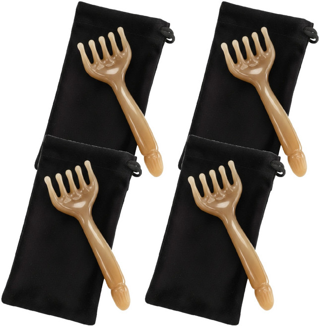 아이작큐브 두피 괄사 머리 빗 마사지기, 호박색, 4개