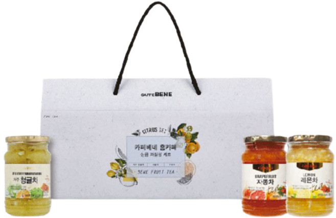 카페베네 홈카페 상큼 과일청 3종 세트, 제주 청귤차 480g + 자몽차 480g + 레몬차 480g, 1세트