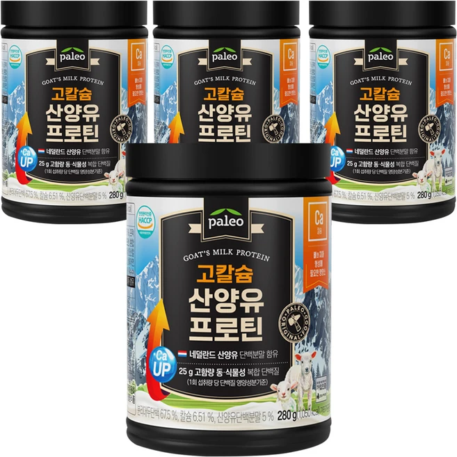 팔레오 고칼슘 산양유 프로틴 파우더, 280g, 4개 - 쿠팡